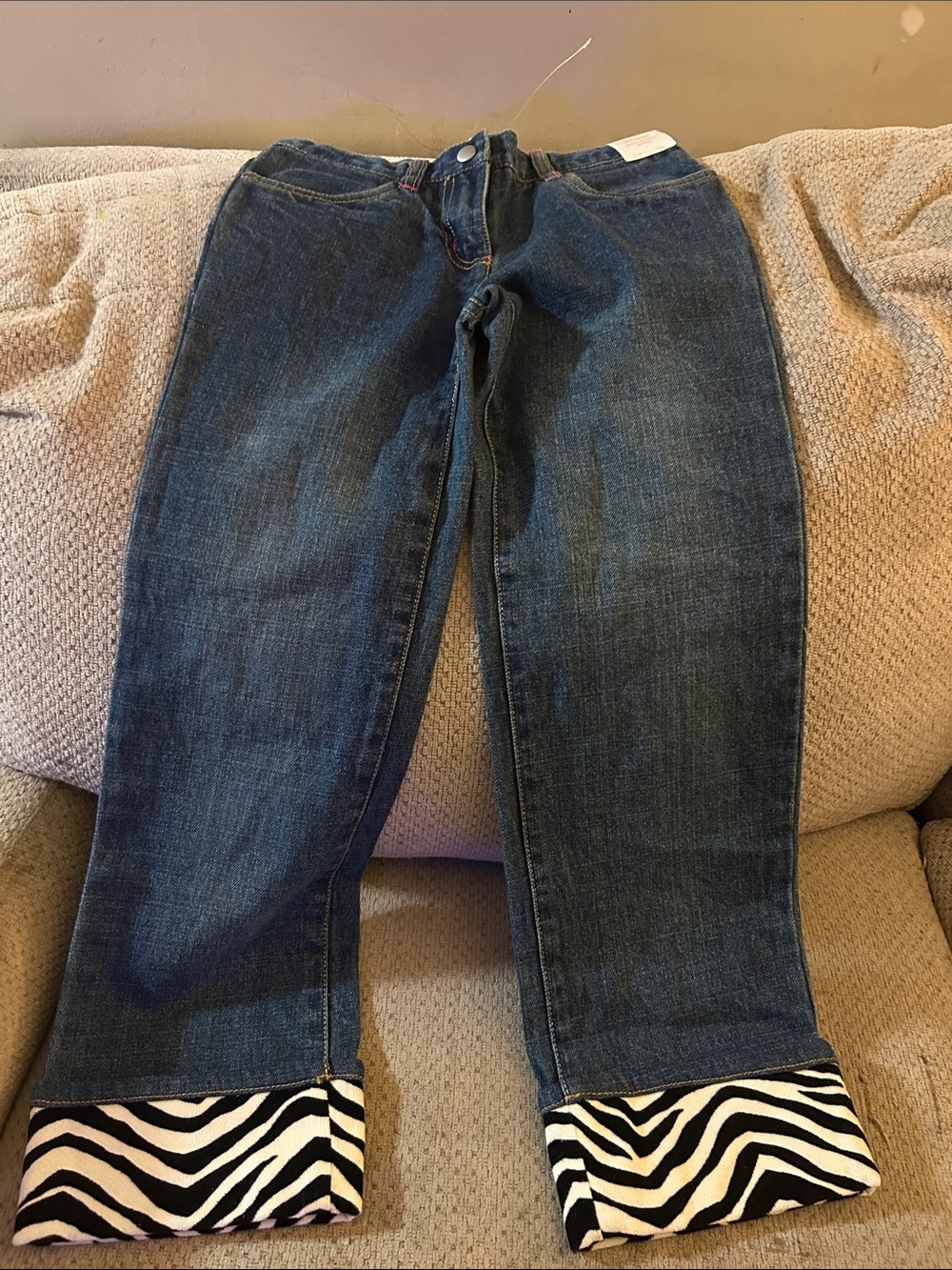 Gymboree Dark Blue Jeans with Zebra Cuff